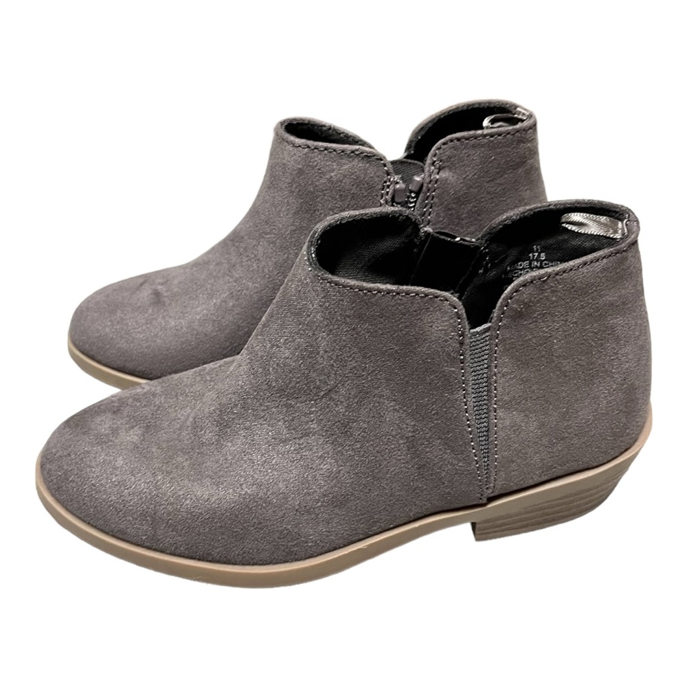 Old Navy Little Girls Gray Suede Ankle Boots Size 10-11 Toddler New No Tags